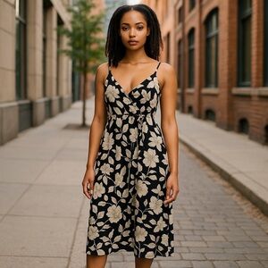 Black and White Maxi Sundress with Spaghetti Straps. Pit to pit 17”.